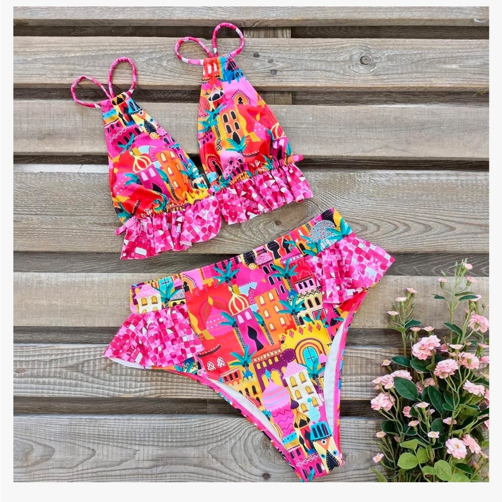 Amazon Sporlike High-Waisted Pink Bikini in Castle, NWOT - Picture 3 of 8